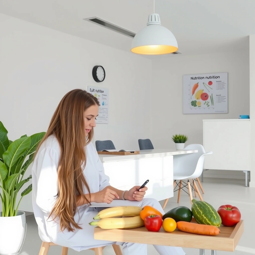 Cabinet nutrition moderne avec ambiance professionnelle et chaleureuse